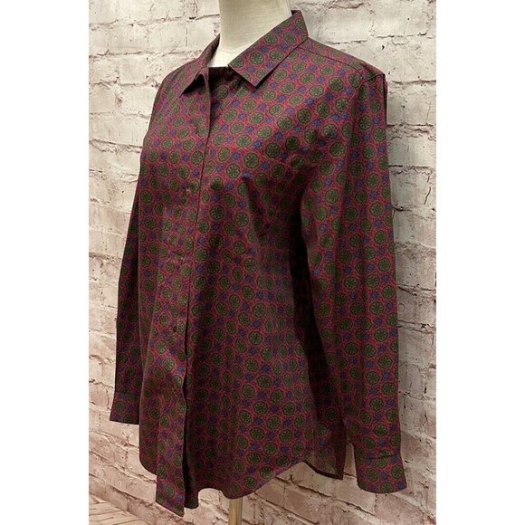 Vintage LL Bean Blouse Size 6 Floral Medallion Print Button Up Shirt - Picture 3 of 4
